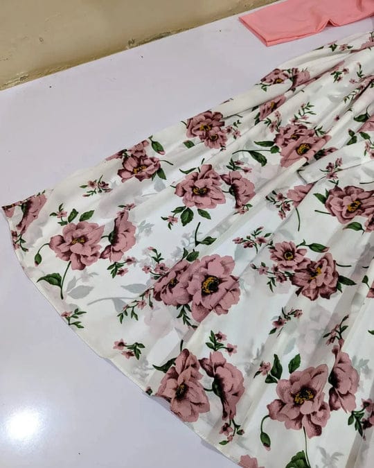 2 Pcs Stylish Floral Print Maxi Dress with Pink Jacket Women’s