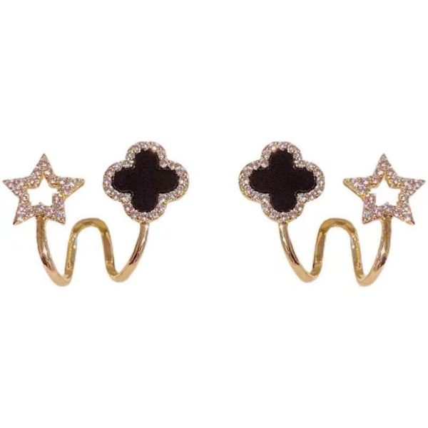 Gold Plated with Black Enamel & Crystal